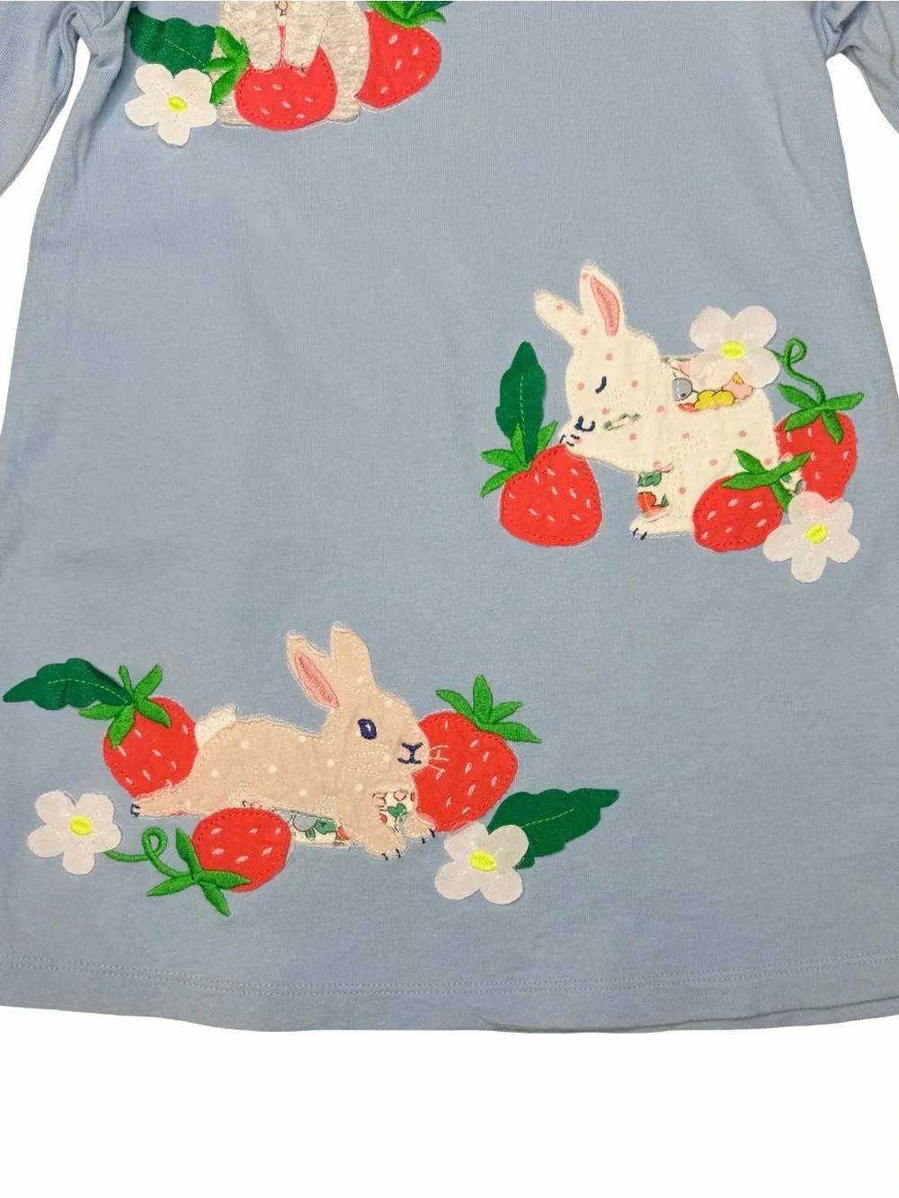 Mini Boden Bunnies And Strawberries Appliqué Tunic